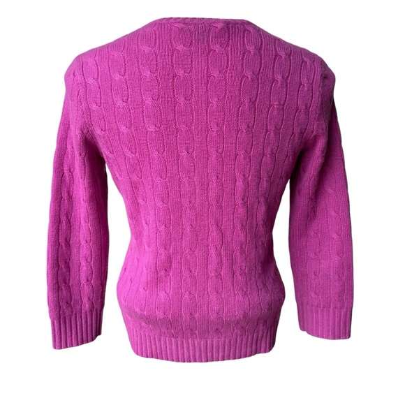 Ralph Lauren Black Label Fuchsia Cable Knit Button Down Cashmere Cardigan - Picture 2 of 16